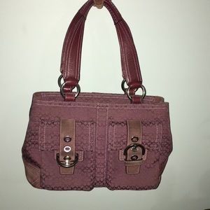 Purple Coach Signature Jacquard Shoulder Bag